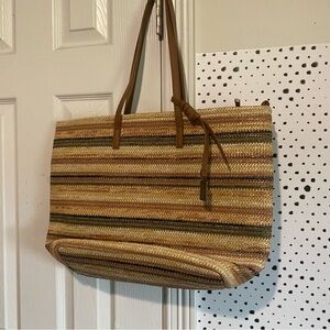 Striped Tan and Brown Tote Bag summer